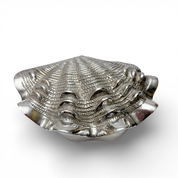 Vintage Silverplate Large Seashell Shell Decorative Hinged Trinket Box